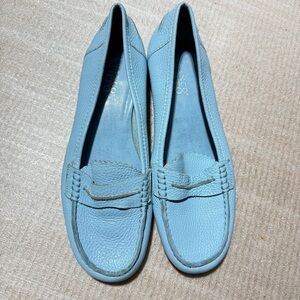 Franco Sarto Light Blue Loafers Drivers Womens Shoes Size 7.5M Leather Slip On